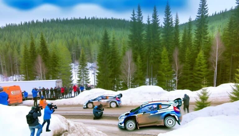 Elfyn Evansin ja Takamoto Katsutan tiukka sekuntitaistelu Ruotsin MM-rallin päätöspäivänä